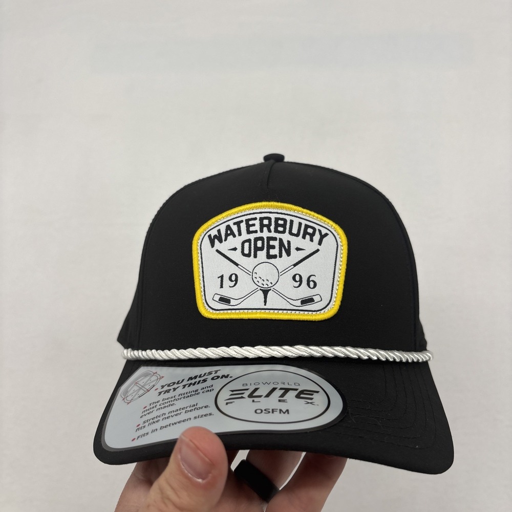 Waterbury Open Golf Hat Bioworld Flex 1 size vented Black New